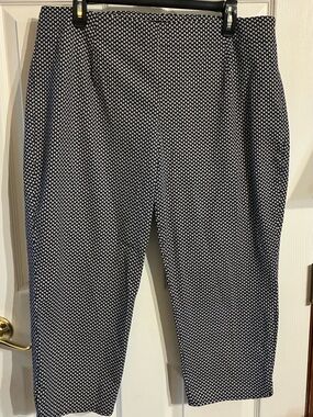 Talbots Navy and White Micro-Pattern Capri Pants